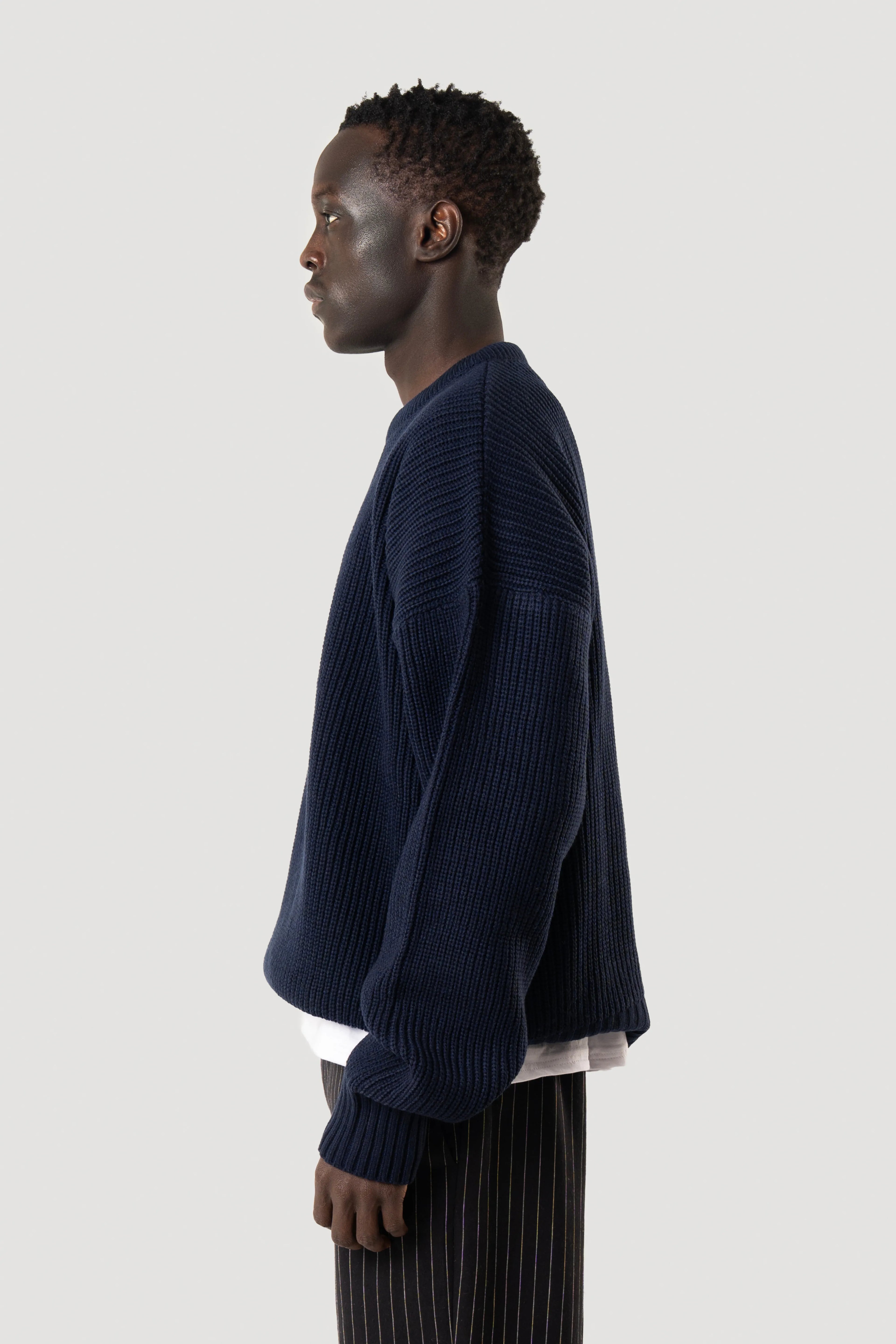 NAVY BLUE RIPPED KNIT