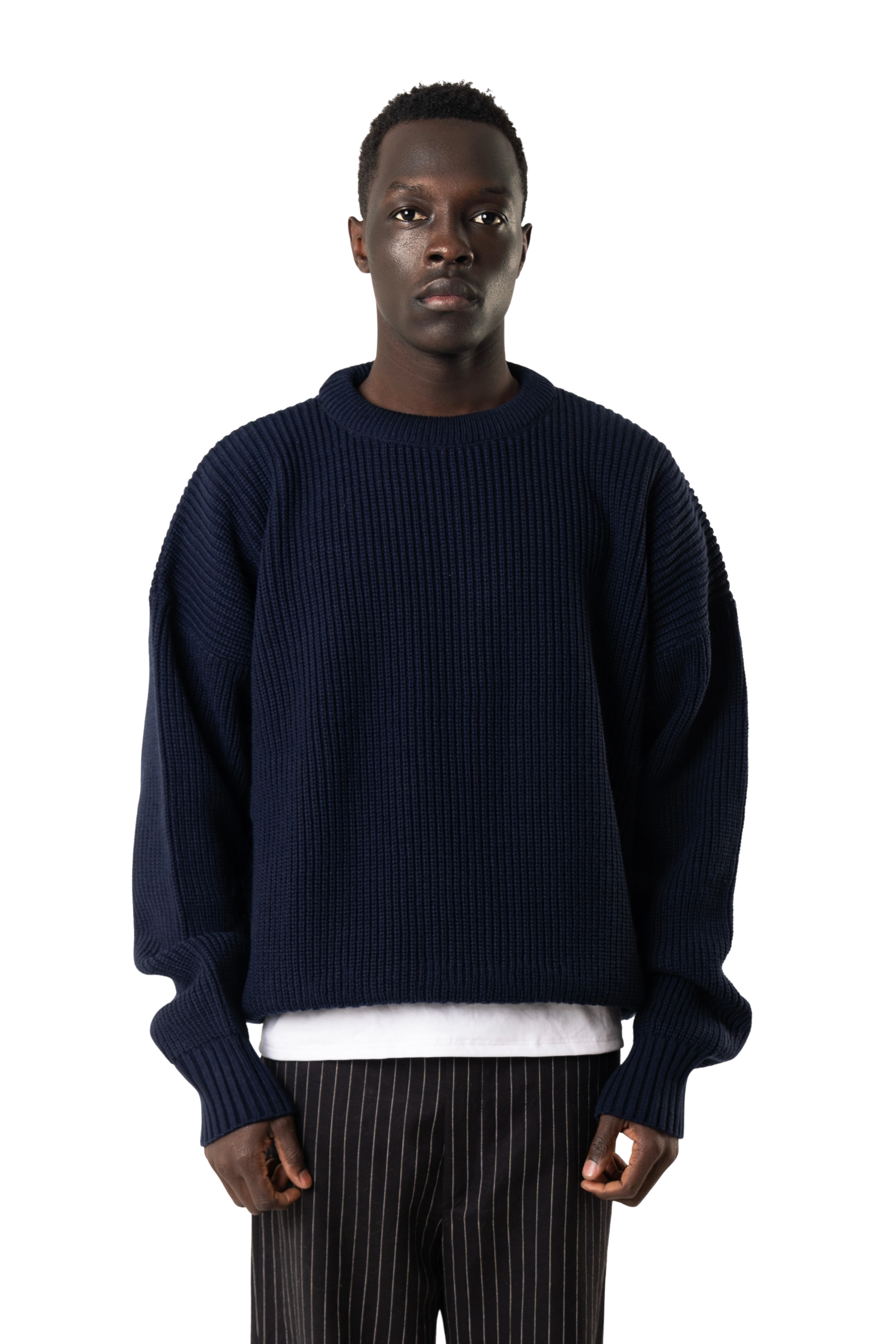 NAVY BLUE RIPPED KNIT