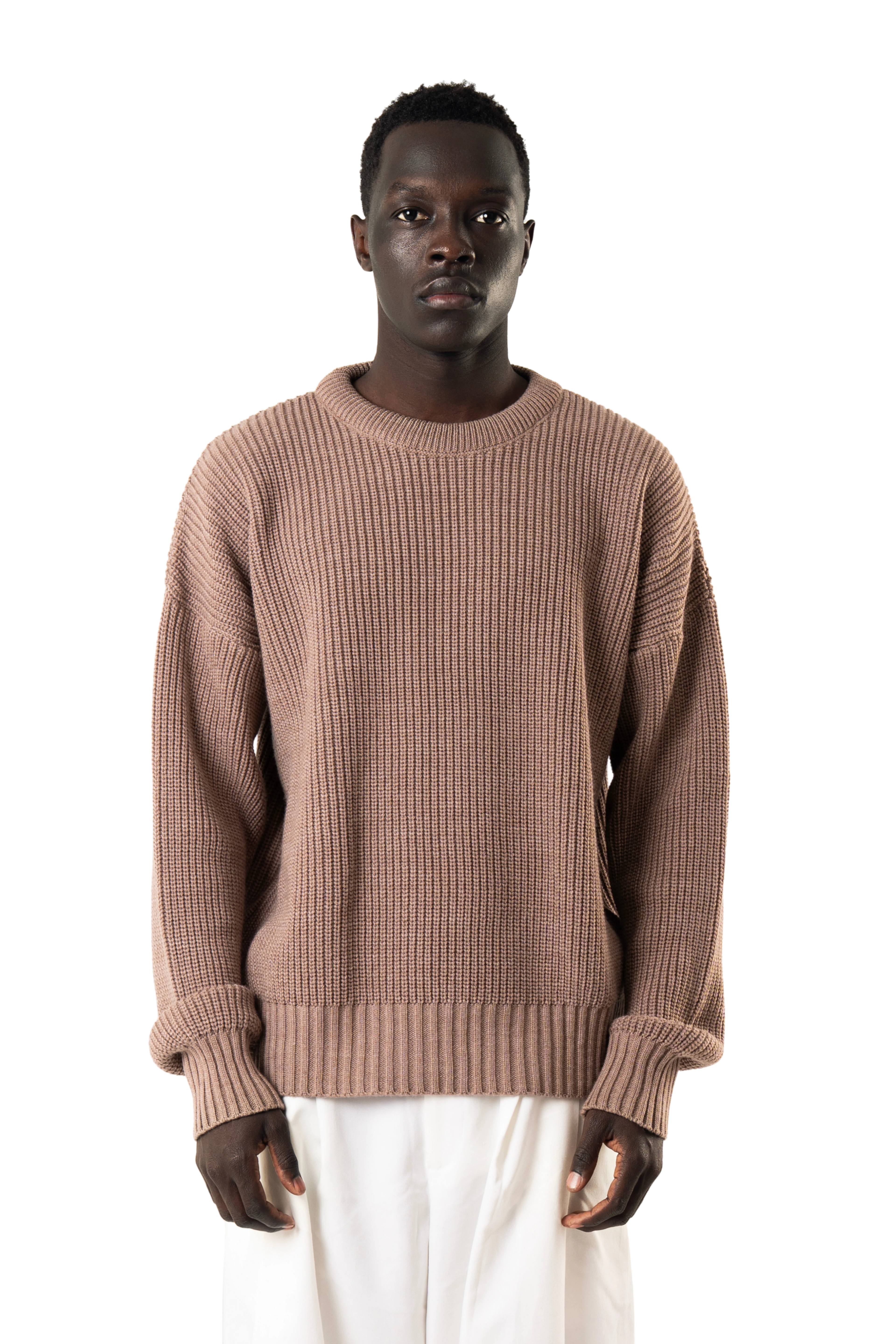 BROWN RIPPED KNIT